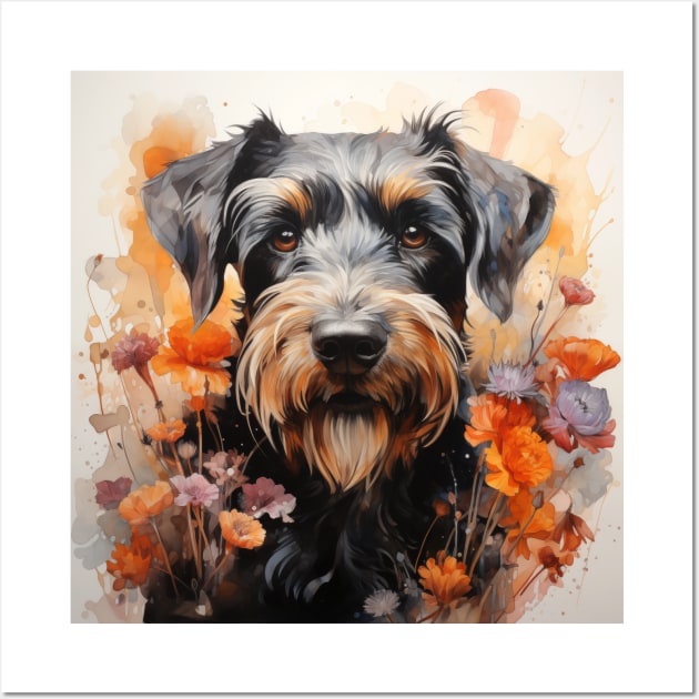 The dog was in the middle of a field of blooming flowers. have a smile on the face and looks happy Wall Art by ToonStickerShop